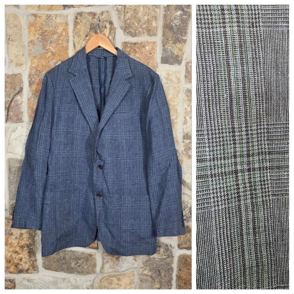 Bonobos Linen Lanificio Luigi Zanieri Plaid Suit Coat Sport Jacket Blazer